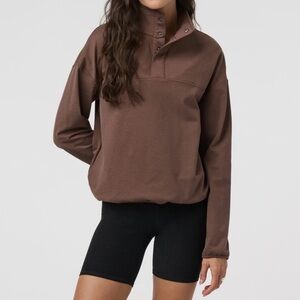 Vuori Granite Snap Mock Dreamknit Warm Pullover Chocolate Milk Heather